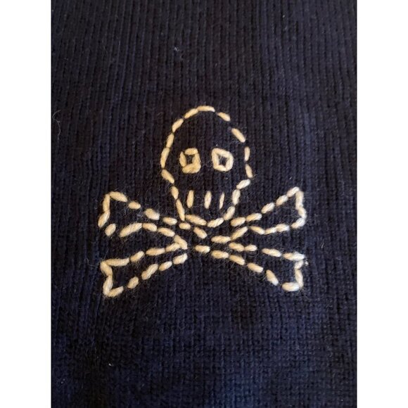 Crew Cuts Blue Knit Scarf Muffler Skull Crossbones Stitch One Size - Picture 2 of 6
